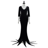 The Addams Family Morticia Addams Cosplay Kostüm Kleid Schwarz