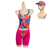 2023 Barbie, Margot Robbie Barbie Sommer Damen Konstrastfarbe enge Kleidung Cosplay Kostüm Halloween Karneval Outfits