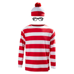Where's Waldo Waldo Waldo & Friends Wo ist Walter? T-shirt Tee Langarm Cosplay Kostüm