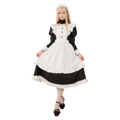 Originell Dienstmädchen Kleid Cosplay Maid Kostüm Halloween Karneval Kleid