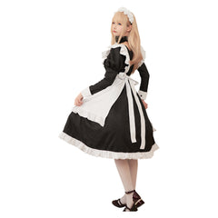 Originell Dienstmädchen Kleid Cosplay Maid Kostüm Halloween Karneval Kleid