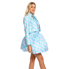 Barbie 2023 Margot Robbie Barbie blaues Kleid Cosplay Kostüm Halloween Karneval Outfits