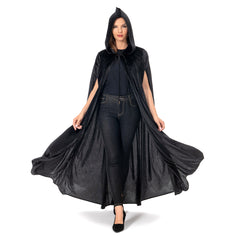 Witch Robe Cosplay Kostüm Schwarz Kapuze Hexe Outfits Halloween Karneval Umhang