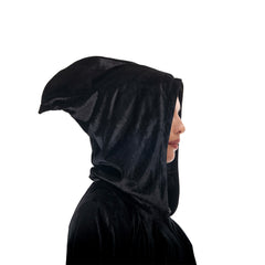 Witch Robe Cosplay Kostüm Schwarz Kapuze Hexe Outfits Halloween Karneval Umhang