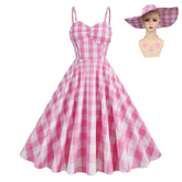 Barbie Margot Robbie rosa Vintage & Retro Kleid Halloween Karneval Outfits Cosplay Kostüm