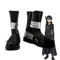 SAO Sword Art Online Anime Kirigaya Kazuto Cosplay Kirito Schuhe Stiefel Schwarz