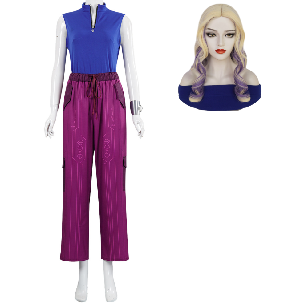 Addison Wells Kostüm Zombies 4: Dawn of the Vampires Addison blau Cosplay Outfits mit Perücke
