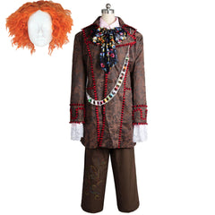 Alice In Wonderland Johnny Depp Mad Hatter 6 Stücke Full Set Cosplay Kostüm mit Perücke