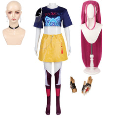 HUNTRIX Mira Kostüm KPop Demon Hunters Mira Cosplay Outfits Handschuhe Halsband Perücke