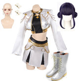 Huntix Golden Zoey weiß Kostüm KPOP Demon Hunters Zoey Cosplay Outfits Perücke Kopfschmuck SCHUHE