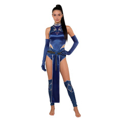 Mortal Kombat Prinzessin Kitana blau Kostüm Cosplay Outfit