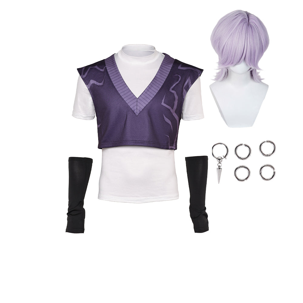 Mystery Saja Shirt Demon Hunters Saja Boys Mystery Saja Cosplay Outfits_Perücke_ohrringe