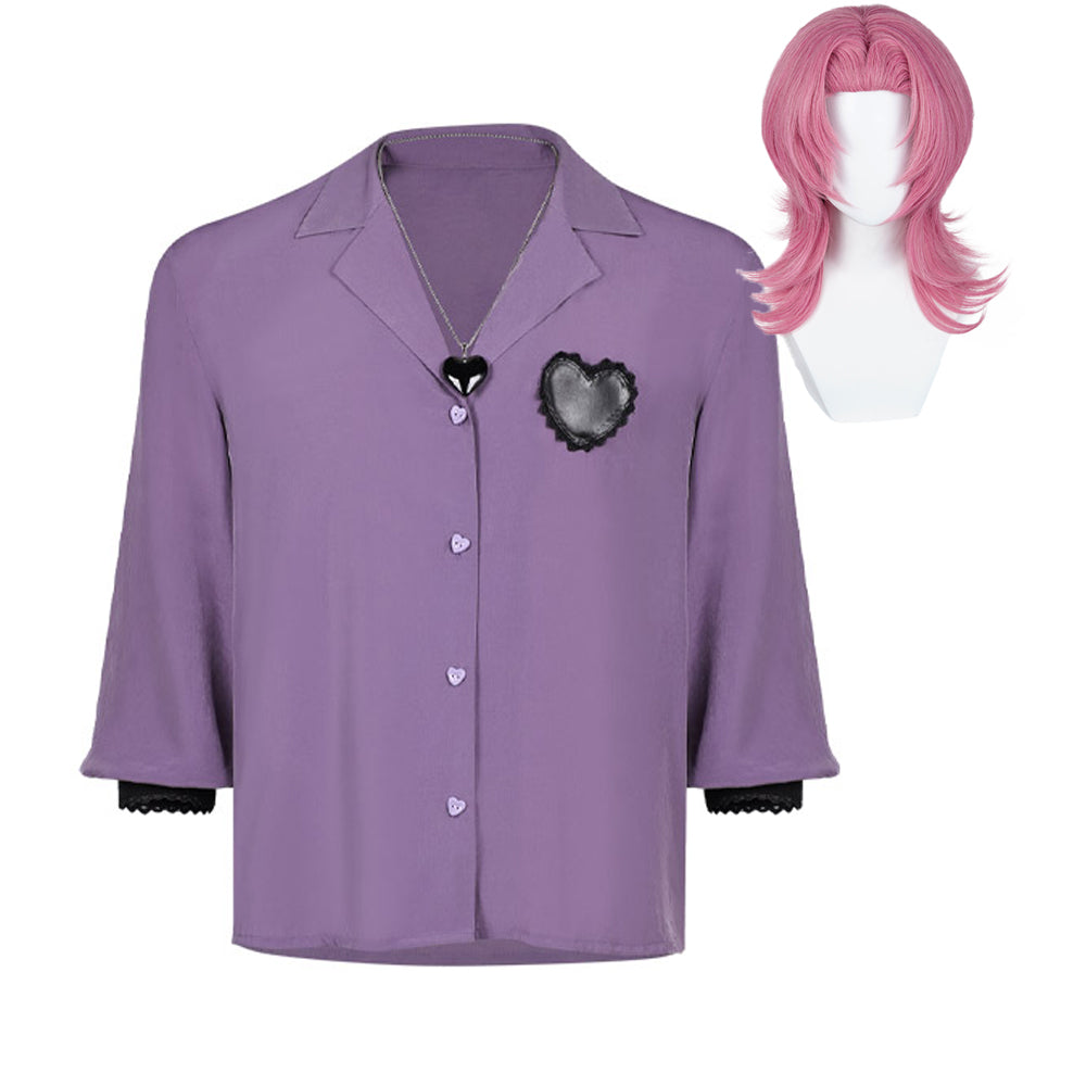 Romance Saja Lila Shirt Kpop Demon Hunters Saja Boys Romance Saja Cosplay Outfits MIT PERUECKE