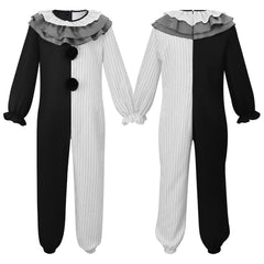 Terrifier schwarz weiß Jumpsuit Clown Cosplay Kostüm Set