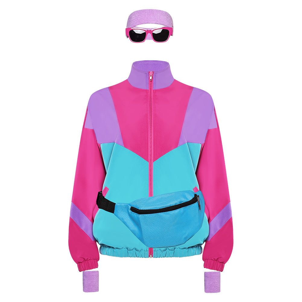 Damen rosa Cosplay Kostüm Outfits Halloween Karneval Anzug Jacke 80er