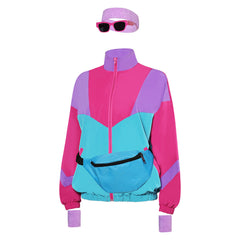 Damen rosa Cosplay Kostüm Outfits Halloween Karneval Anzug Jacke 80er