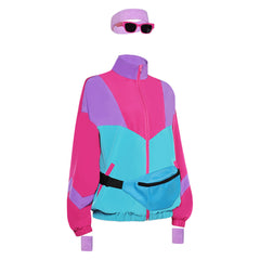 Damen rosa Cosplay Kostüm Outfits Halloween Karneval Anzug Jacke 80er