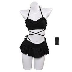 FF 6 Tifa Final Fantasy Tifa Lockhart schwarz Badeanzug 2tlg. Bademode Cosplay Outfits