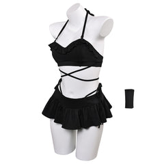 FF 6 Tifa Final Fantasy Tifa Lockhart schwarz Badeanzug 2tlg. Bademode Cosplay Outfits