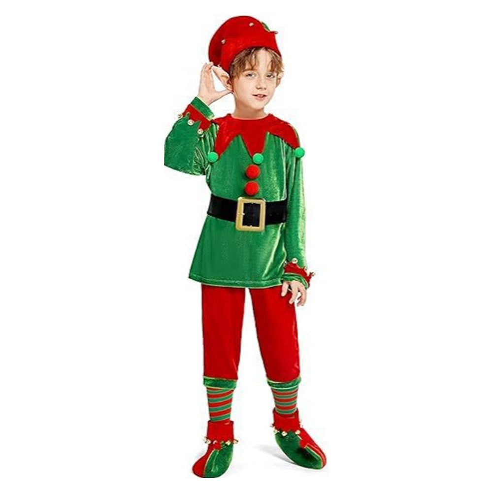 Kinder Elfenkostüm Grünes Weihnachten Cosplay Kostüm Outfits Halloween Karneval Anzug