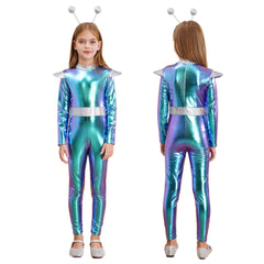 Kinder Jumpsuit Kostüm Outfits Halloween Karneval Anzug Alien Cosplay Astronaut Roboter