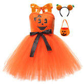 Kinder Mädchen Kürbis tutu Kleid Festival Rollenspiel Cosplay Kostüm Outfits Halloween Karneval Anzug