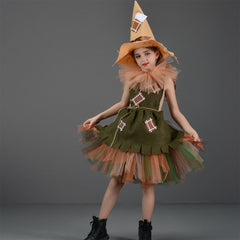 Kinder Mädchen tutu Kleid Cosplay Kostüm Outfits Halloween Karneval Anzug Vogelscheuche