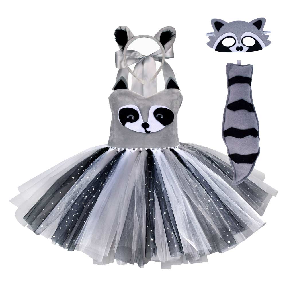 Kinder Mädchen tutu Kleid Cosplay Kostüm Outfits Halloween Karneval Anzug Waschbär