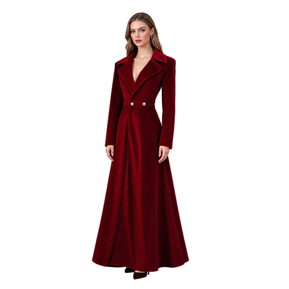 Mittelalter rot Kostüm Samt Trenchcoat Halloween Karneval Weihnachten Cosplay Outfit