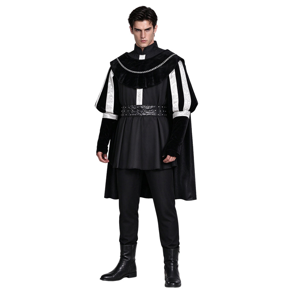 Mittelalter schwarz Kostüm Set Söldner Cosplay Outfit Halloween Karneval Party Suit