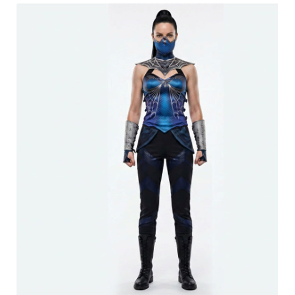 Mortal Kombat Kitana blau Kostüm Cosplay Outfit