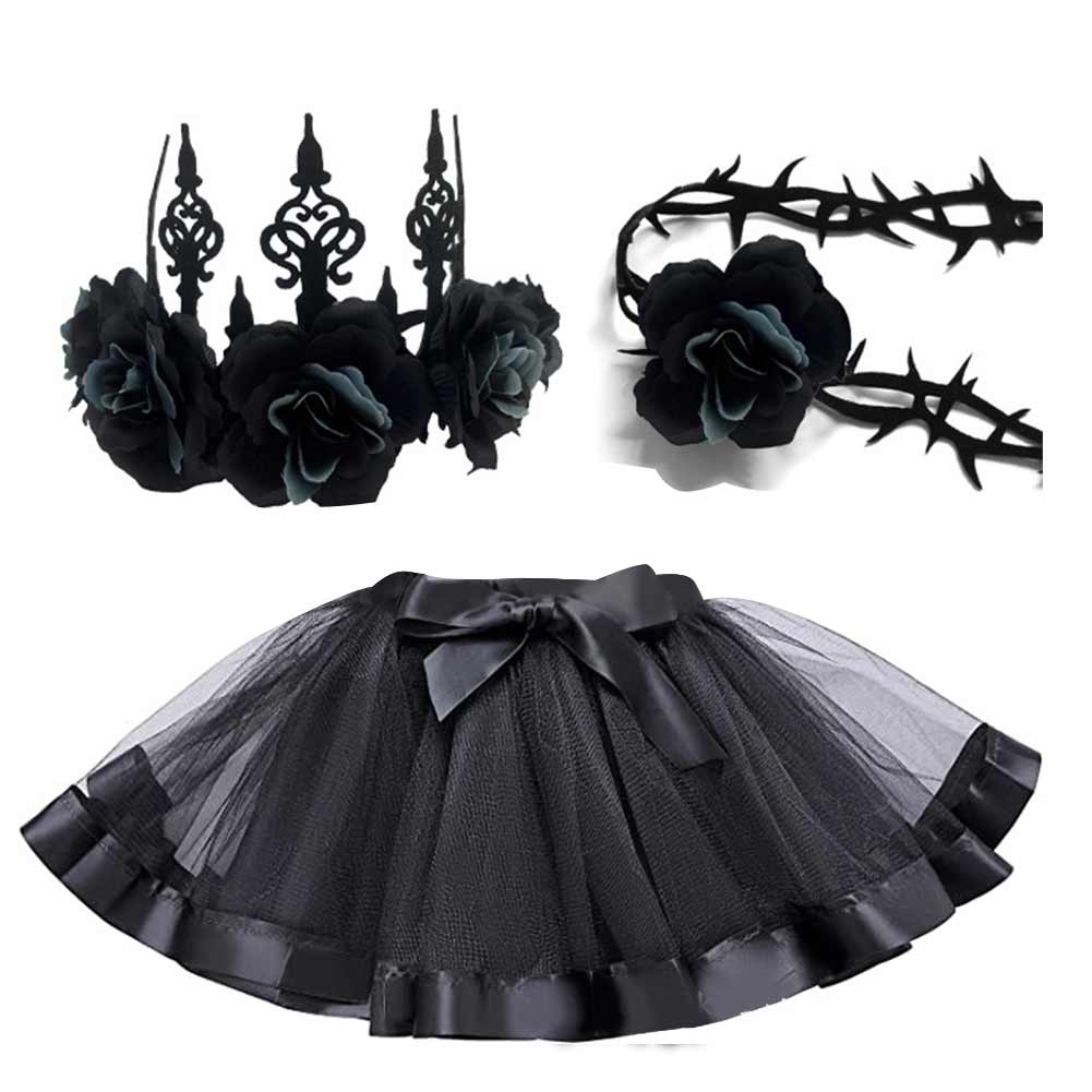 Punk Stil Rose Krone Halskette Tutu Prinzessin Cosplay Kostüm Outfits Halloween Karneval Anzug