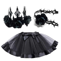 Punk Stil Rose Krone Halskette Tutu Prinzessin Cosplay Kostüm Outfits Halloween Karneval Anzug