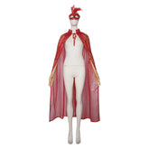 Umhang Maske rot blau Kostüm Halloween Karneval Cosplay Outfit