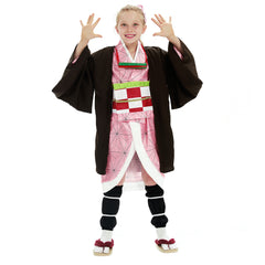 Kinder Kimetsu no Yaiba Kamado Nezuko Cosplay Kostüm Kimono