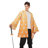 Demon Slayer Agatsuma Zenitsu Cosplay Kostüme Halloween Karneval Haori mit Ohrringe