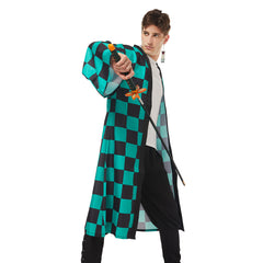 Demon Slayer: Kimetsu No Yaiba Kamado Tanjirou Umhang Erwachsene Unisex Haori mit Ohrringe