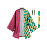 Demon Slayer: Kimetsu No Yaiba Tomioka Giyuu 3D Druck Umhang Erwachsene Unisex Haori mit Ohrringe
