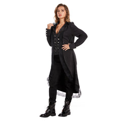 Halloween Damen victorianische Smoking-Jacke Frack Steampunk Jacke