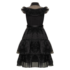 Mädchen Kinder Addams Ballkleid schwarz Halloween Karneval Kleid
