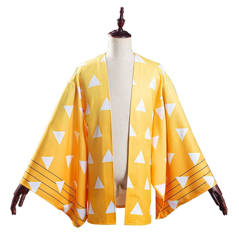 Demon Slayer Kimetsu no Yaiba Agatsuma Zenitsu Cosplay Kostüm Kimono Umhang - cosplaycartde