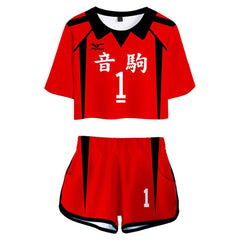 Haikyuu Nekoma High School Nu 1 Kuroo Tetsurou Cosplay Kostüm Uniform Oberteil Shorts Damen Kostüm - cosplaycartde