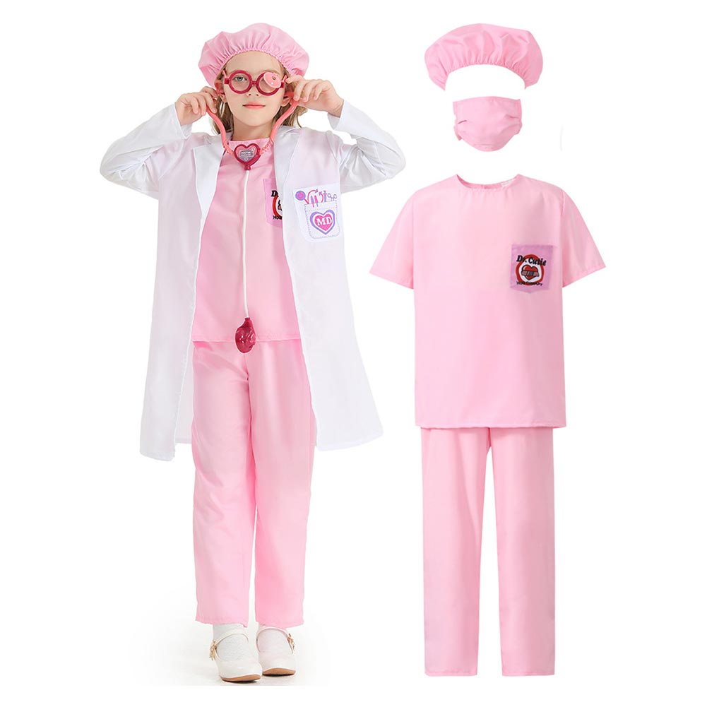 Kinder Doktor Cosplay Kostüm Rosa Kleidung Outfits Halloween Karneval Party Verkleidung Anzug