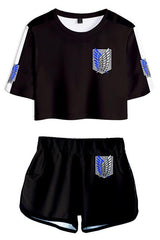 Attack on Titan Shingeki no Kyojin Scouting Legion Sommer T-Shirts Damen Oberteil Kurzarm - cosplaycartde