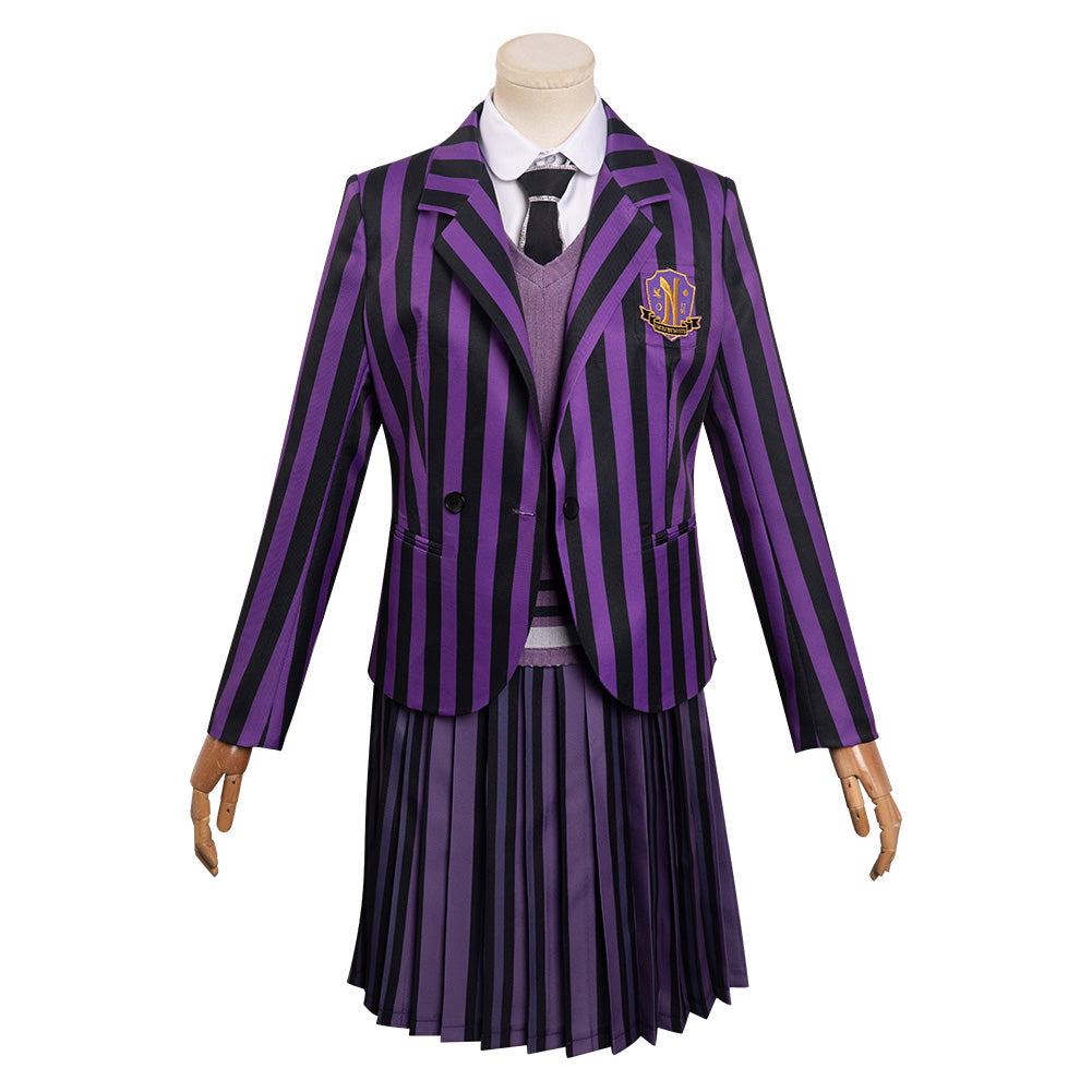 Kinder Wednesday Addams Cosplay Enid Sinclair Schuluniform Halloween Karneval Kostüm Set