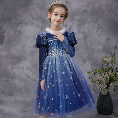 Kinder Mädchen Prinzessin blau tutu Kleid Umhang Cosplay Kostüm