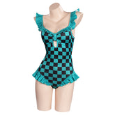 Demon Slayer Kamado Tanjirou Cosplay Kostüm Outfits Halloween Karneval Badeanzug