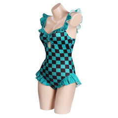 Demon Slayer Kamado Tanjirou Cosplay Kostüm Outfits Halloween Karneval Badeanzug