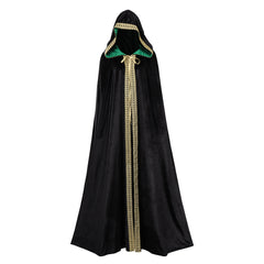 Witch Kapuze Robe Cosplay Kostüm Schwarz Samt Outfits Halloween Karneval Umhang