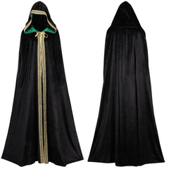 Witch Kapuze Robe Cosplay Kostüm Schwarz Samt Outfits Halloween Karneval Umhang